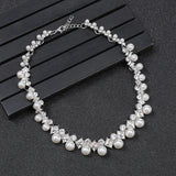 Pearl Rhinestone Wedding Jewelry Set - Elegant Bridal Necklace Earrings