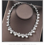 Pearl Rhinestone Wedding Jewelry Set - Elegant Bridal Necklace Earrings