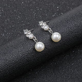 Pearl Rhinestone Wedding Jewelry Set - Elegant Bridal Necklace Earrings