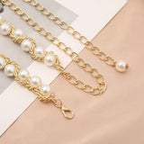 Women Pearl Chain Belt Adjustable Skinny Waist Belts Dress Skirt Decorative