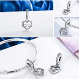 Women Crystal CZ Infinity Dangle Charm Sterling Silver Fits Bracelets