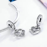 Women Crystal CZ Infinity Dangle Charm Sterling Silver Fits Bracelets