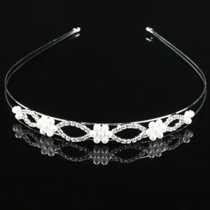 Rhinestone Pearl Tiara Crown Headband for Wedding Princess