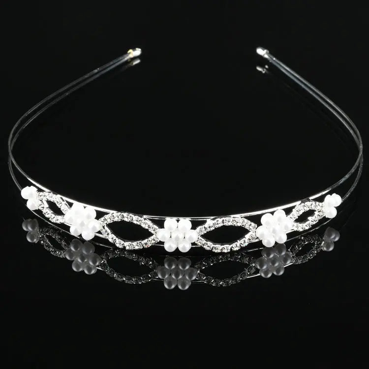 Rhinestone Pearl Tiara Crown Headband for Wedding Princess