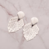 Women Silver Metal Leaves Earrings Statement Dangle Earring