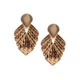 Women Silver Metal Leaves Earrings Statement Dangle Earring