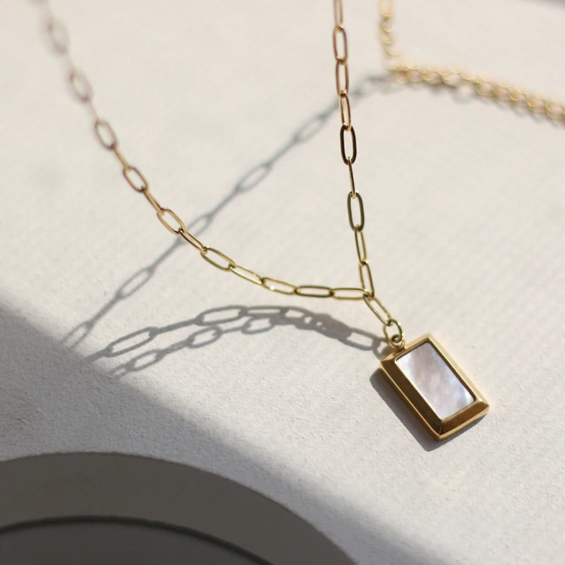 Shell Pendant Stainless Steel Necklace for Women