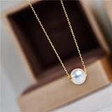 Freshwater Pearl Pendant Necklace Women Sterling Silver Short Clavicle Chain