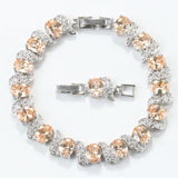Vintage Silver Costume Champagne Stone Bracelet Bangle
