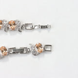 Vintage Silver Costume Champagne Stone Bracelet Bangle