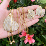 Heart Jewelry Set 18K Plated Long Necklace Earrings Set