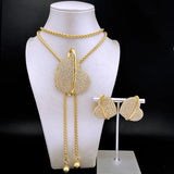Heart Jewelry Set 18K Plated Long Necklace Earrings Set