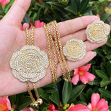 Heart Jewelry Set 18K Plated Long Necklace Earrings Set