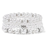 Bride Pearl Beads Heart Charm Bracelets Wedding Party Jewelry