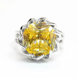 925 Silver Ring with Citrine Gemstone Open Finger Rings for Wedding Party