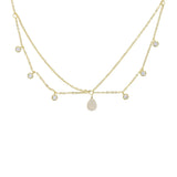 925 Sterling Silver Double Layer Tassel Cz Choker Necklace