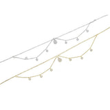 925 Sterling Silver Double Layer Tassel Cz Choker Necklace