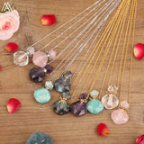 Women Labradorite Stone Diffuser Bottle Pendant Necklace Essential Oil Vial