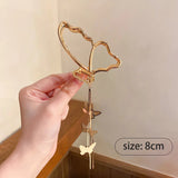 Vintage Butterfly Simulated Pearl Crystal Pendant Tassel Hair Claw
