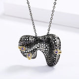 925 Silver Necklace Irregular Pendant Micro-inlaid Wild Sweater Chain