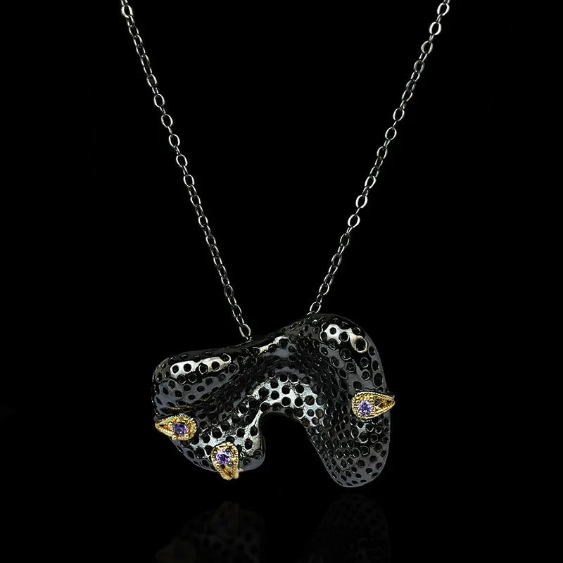 925 Silver Necklace Irregular Pendant Micro-inlaid Wild Sweater Chain