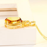 Yellow Citrine Crystal Pendant Necklace 18k Filled Jewelry