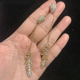 Yellow Feather Earrings 925 Silver Long Dangle Women