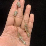 Yellow Feather Earrings 925 Silver Long Dangle Women