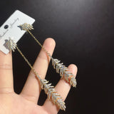 Yellow Feather Earrings 925 Silver Long Dangle Women