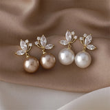 Zircon Butterfly Pearl Stud Earrings for Women Girls