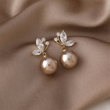 Zircon Butterfly Pearl Stud Earrings for Women Girls