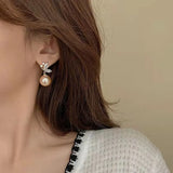 Zircon Butterfly Pearl Stud Earrings for Women Girls