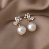 Zircon Butterfly Pearl Stud Earrings for Women Girls