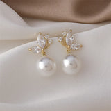 Zircon Butterfly Pearl Stud Earrings for Women Girls