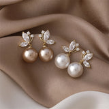 Zircon Butterfly Pearl Stud Earrings for Women Girls