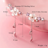 Zircon Flower Dangle Drop Earrings 925 Sterling Tassel Birthday Gift