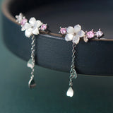 Zircon Flower Dangle Drop Earrings 925 Sterling Tassel Birthday Gift