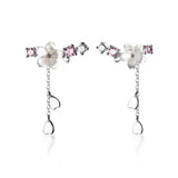 Zircon Flower Dangle Drop Earrings 925 Sterling Tassel Birthday Gift