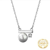 Zircon Shell Pearl Necklace Plated Women Necklace Silver 925 Real 100%