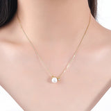 Zircon Shell Pearl Necklace Plated Women Necklace Silver 925 Real 100%