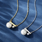 Zircon Shell Pearl Necklace Plated Women Necklace Silver 925 Real 100%