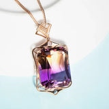 Amethyst Citrine Crystal Pendant Necklace Rose Jewelry