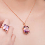 Amethyst Citrine Crystal Pendant Necklace Rose Jewelry