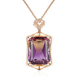 Amethyst Citrine Crystal Pendant Necklace Rose Jewelry