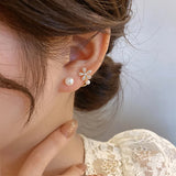 Zircon Pearl Flower Earrings Sweet Gift For Women's Party