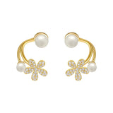 Zircon Pearl Flower Earrings Sweet Gift For Women's Party