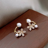 Zircon Pearl Flower Earrings Sweet Gift For Women's Party