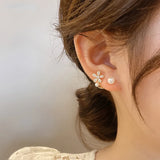 Zircon Pearl Flower Earrings Sweet Gift For Women's Party