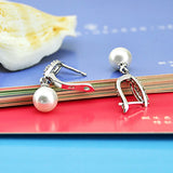 925 Silver Pearl Earrings Women's Jewelry Elegant Noble Style