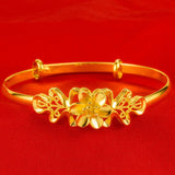 Flowers Relief Bangle Bracelets 24K Filled Jewelry Wedding Accessory